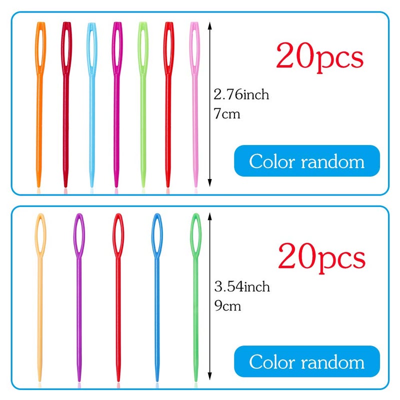 LOKUNN 40 PCS Plastic Needles, Large Eye Plastic Needles 20 PCS (2.7Inch/7cm) and 20 PCS (3.5Inch/9cm) Safety Learning Needles for DIY Sewing Handmade Crafts - Image 2